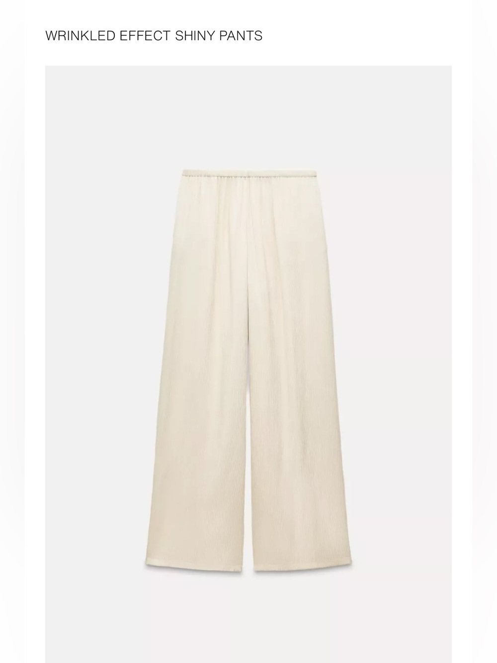 Zara Wrinkled Effect Shiny Wide Leg Pants NWT Sand Large